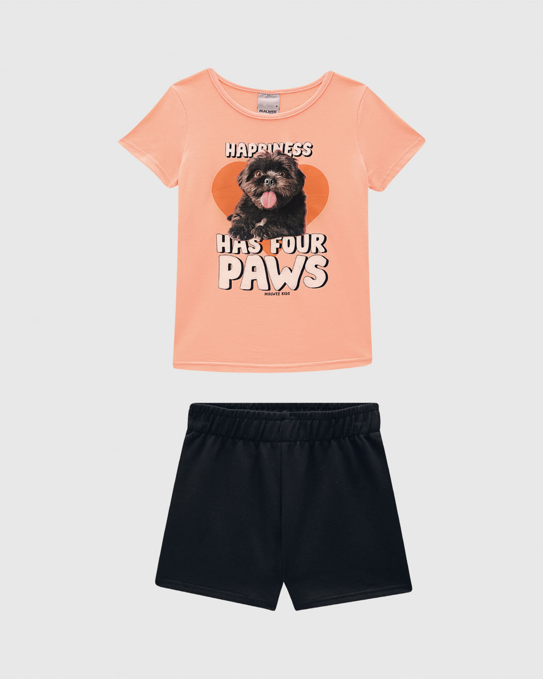 Conjunto Curto Infantil Menina Blusa Happiness Has Four Paws Malwee Kids