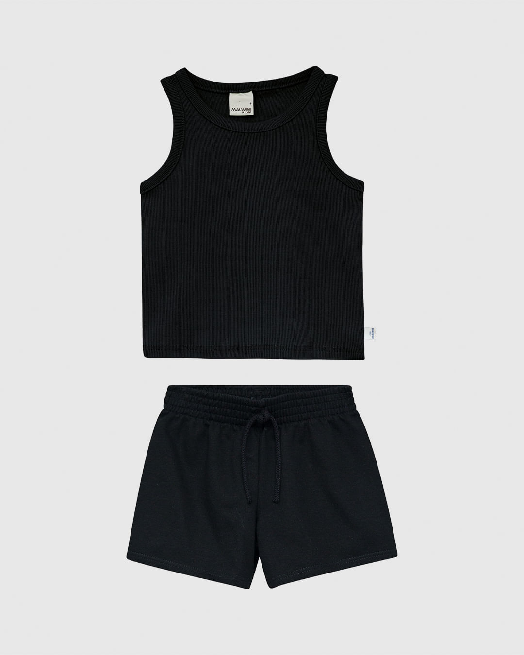 Conjunto Infantil Menina Regata Ribana e Shorts em Moletinho Malwee Kids