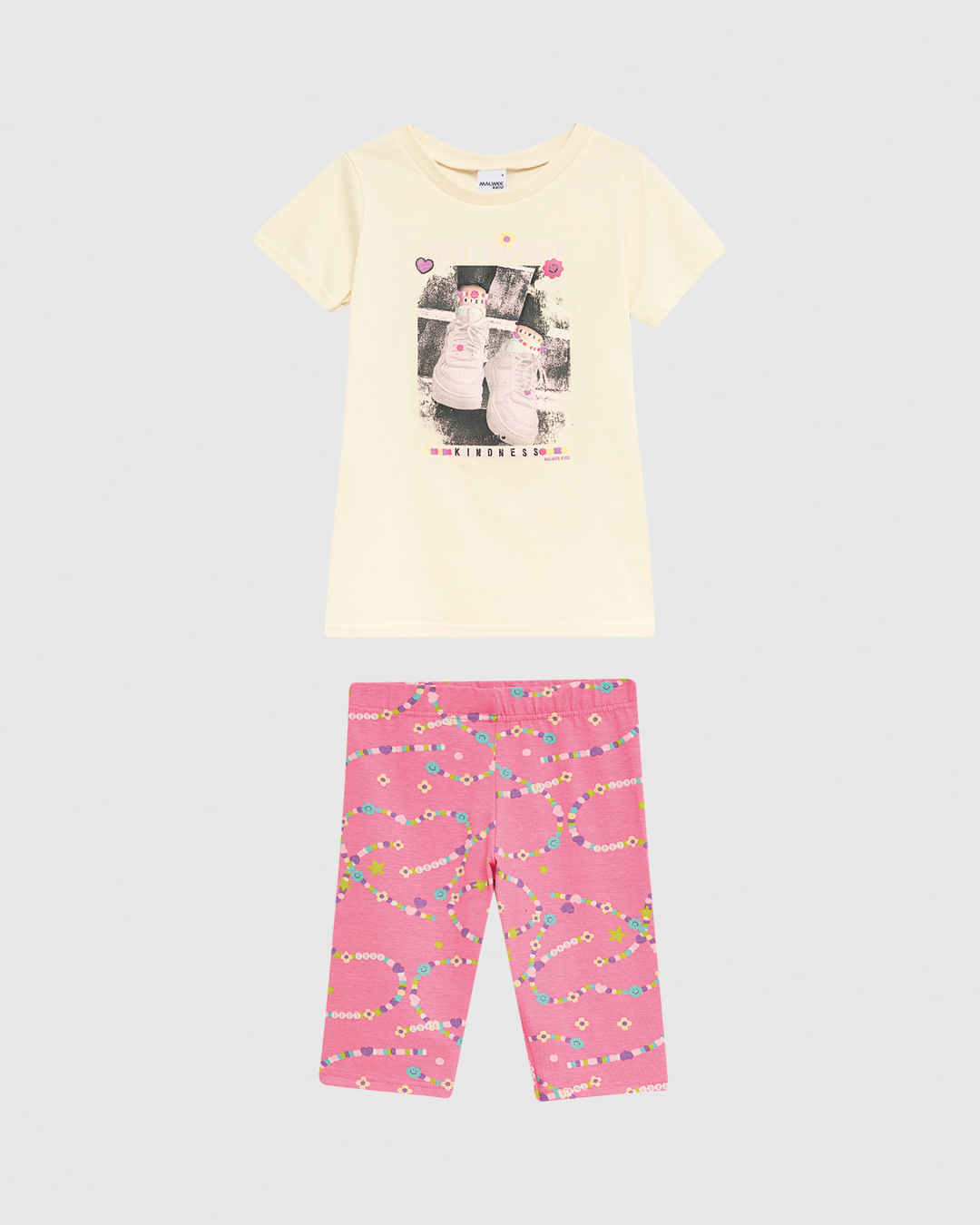 Conjunto Infantil Menina Blusa E Bermuda Estampada Em Algodão Malwee Kids - Imagem 2