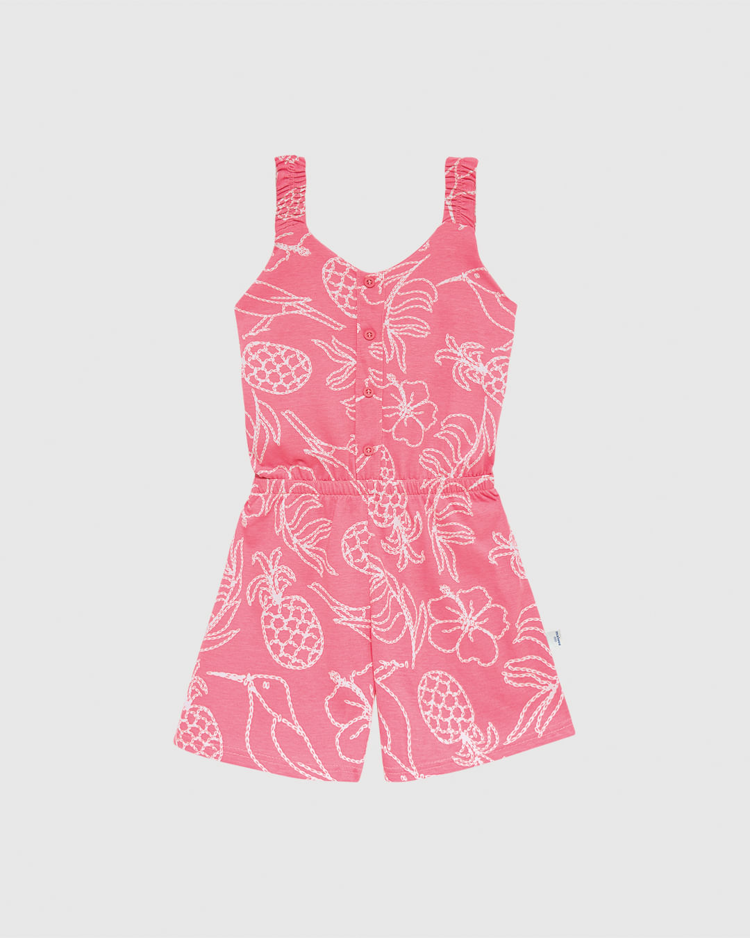 Macaquinho Infantil Menina Acinturado Botão Decorativo Algodão Malwee Kids - Imagem 5