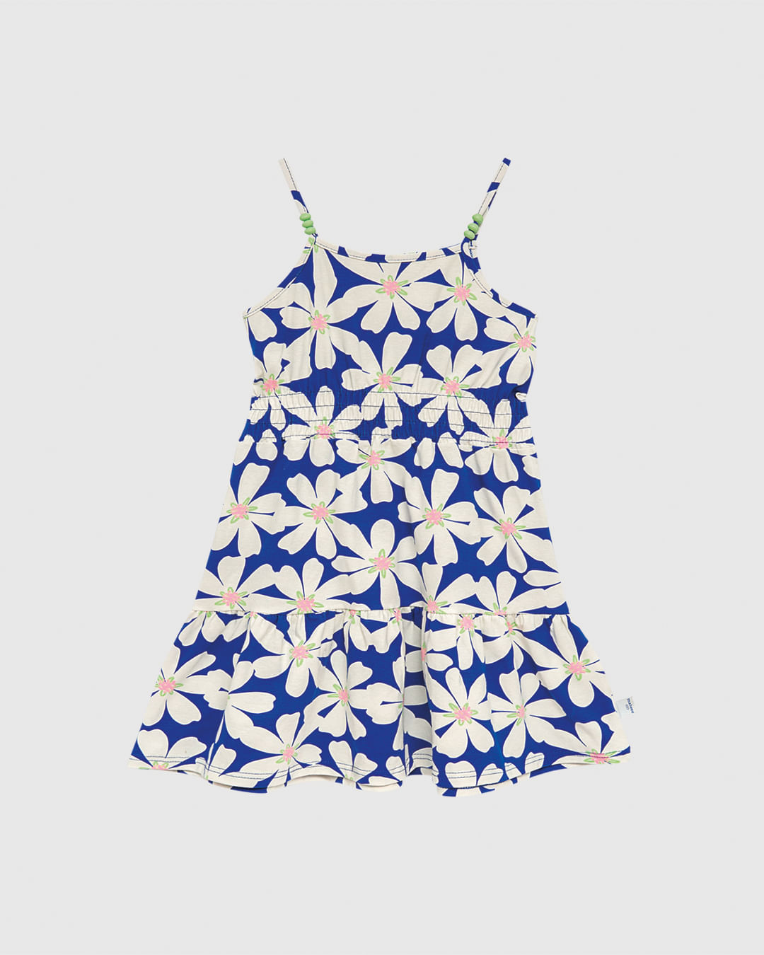 Vestido Infantil Floral Alça Fina Aplique Miçanga em Algodão Malwee Kids
