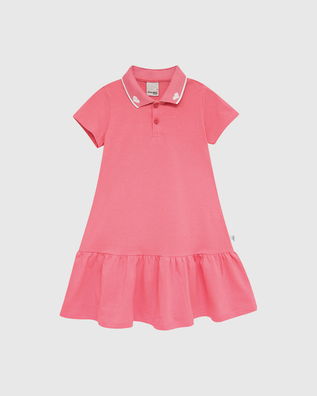 Vestido Polo Infantil Peitilho Frontal E Babado Em Algodão Malwee Kids - Imagem 6