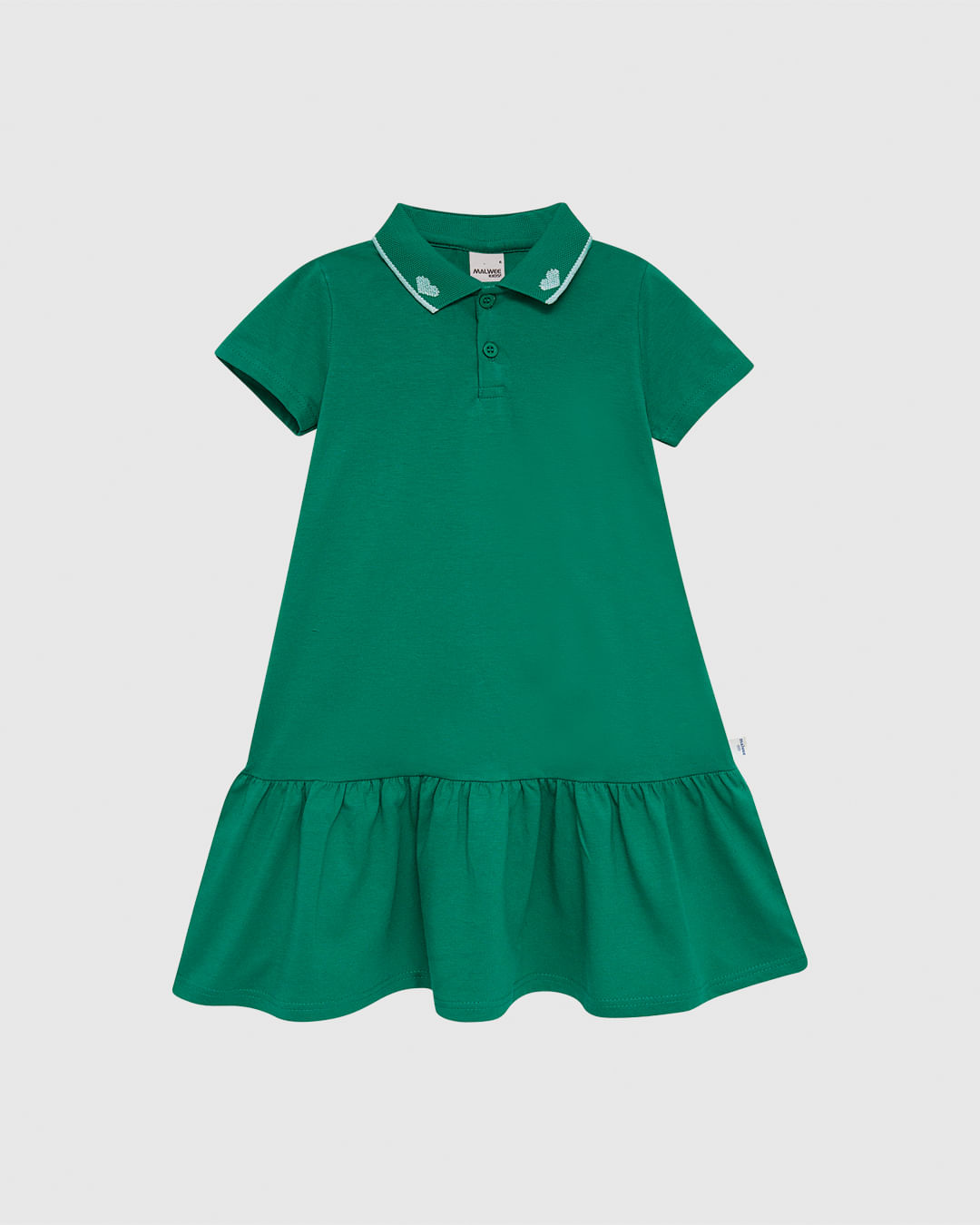 Vestido Polo Infantil Peitilho Frontal E Babado Em Algodão Malwee Kids - Imagem 2