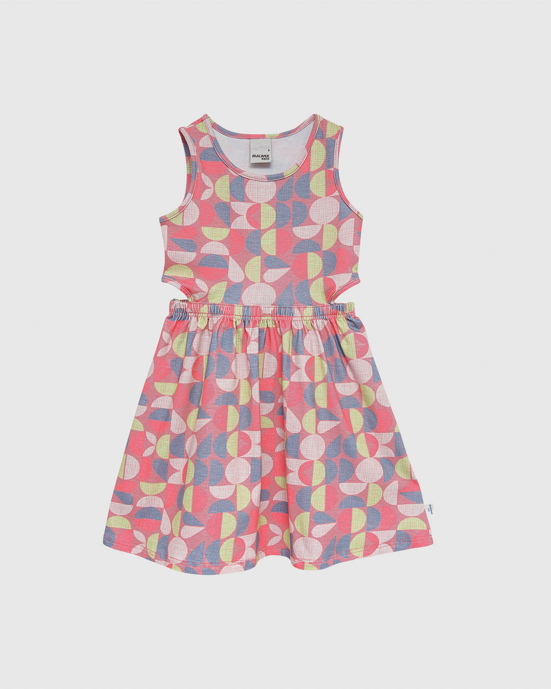 Vestido Infantil Estampado Detalhe Vazado Lateral em Algodão Malwee Kids