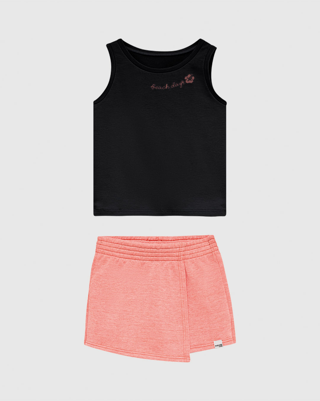 Conjunto Infantil Menina Regata e Shorts Saia em Moletinho Rajado Malwee Kids