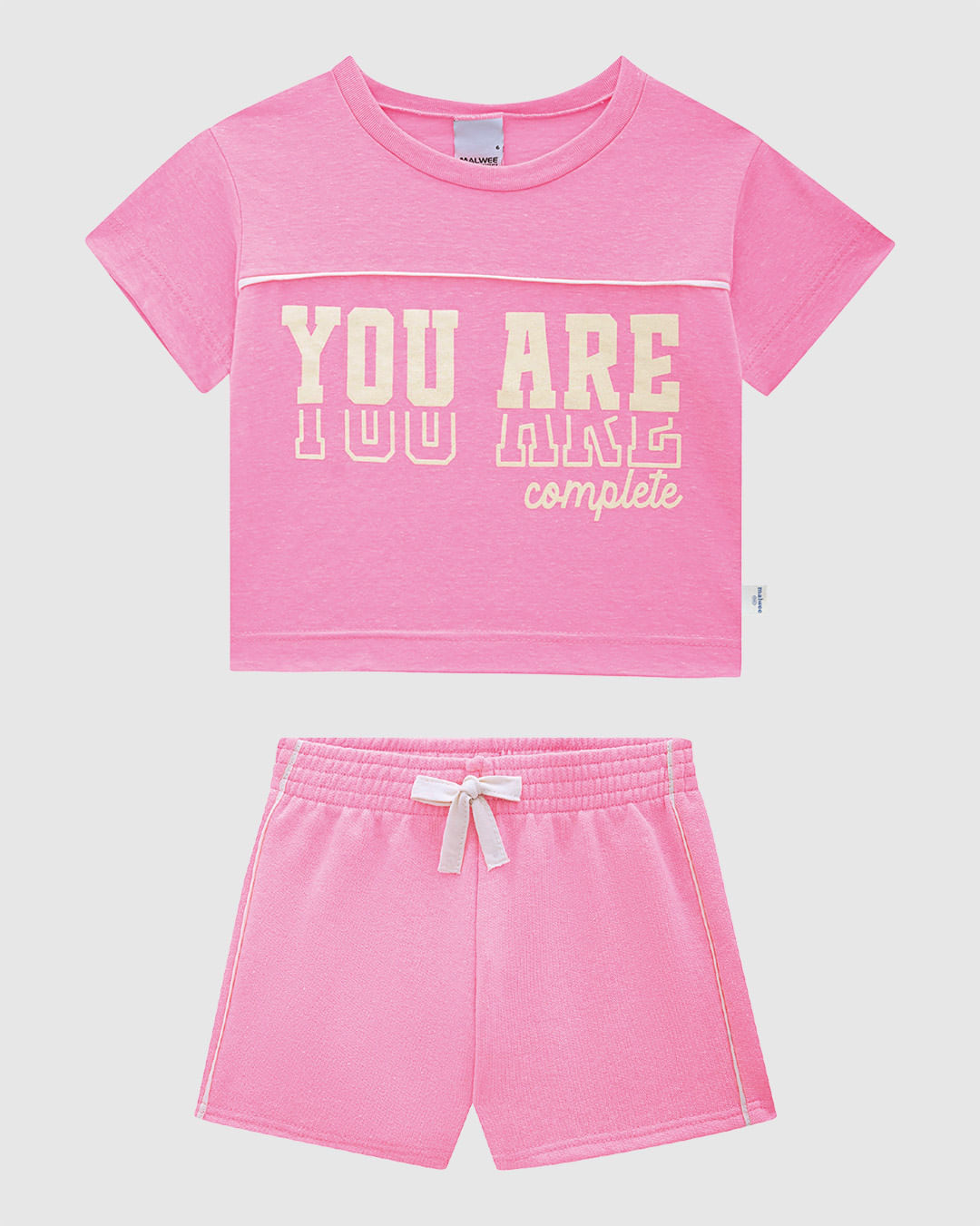 Conjunto Infantil Menina You Are Complete Em Malha Rajada Malwee Kids - Imagem 5