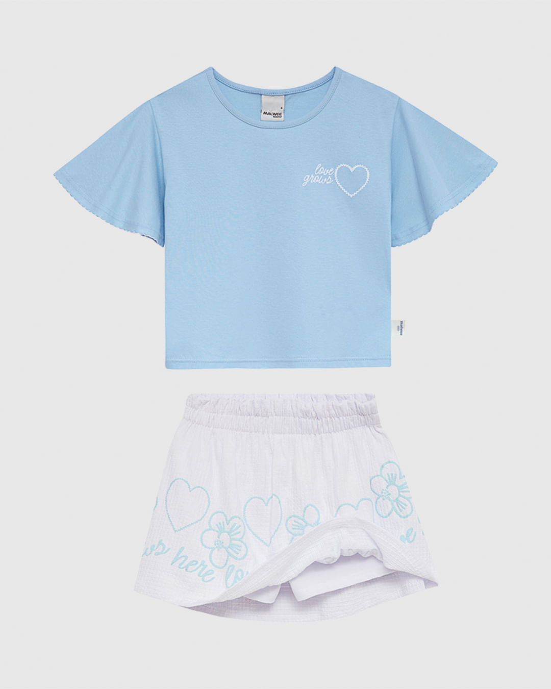 Conjunto Infantil Menina Blusa Manga Godê Love Grows E Saia Malwee Kids - Imagem 4
