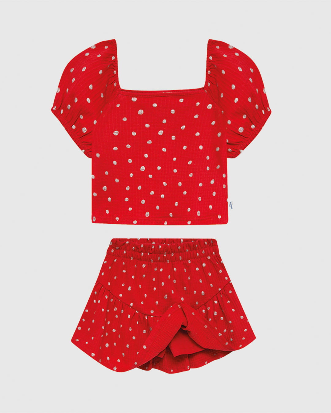 Conjunto Infantil Menina Blusa E Saia Estampa Poá Malwee Kids - Imagem 7