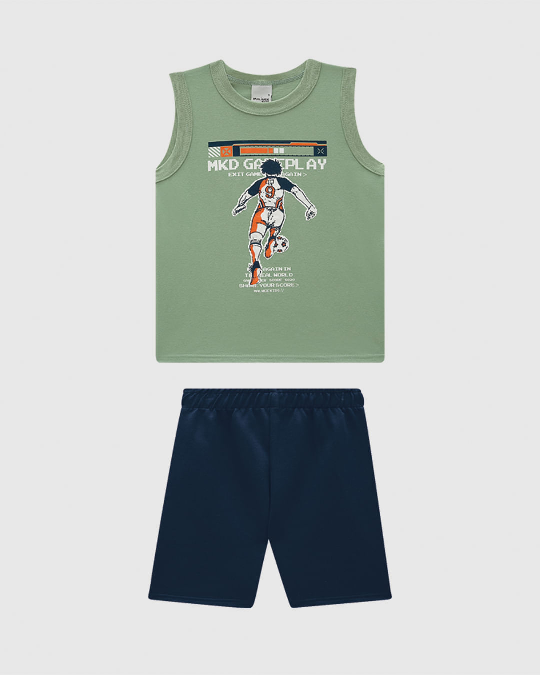 Conjunto Infantil Menino Bermuda Cós Elástico Em Moletinho