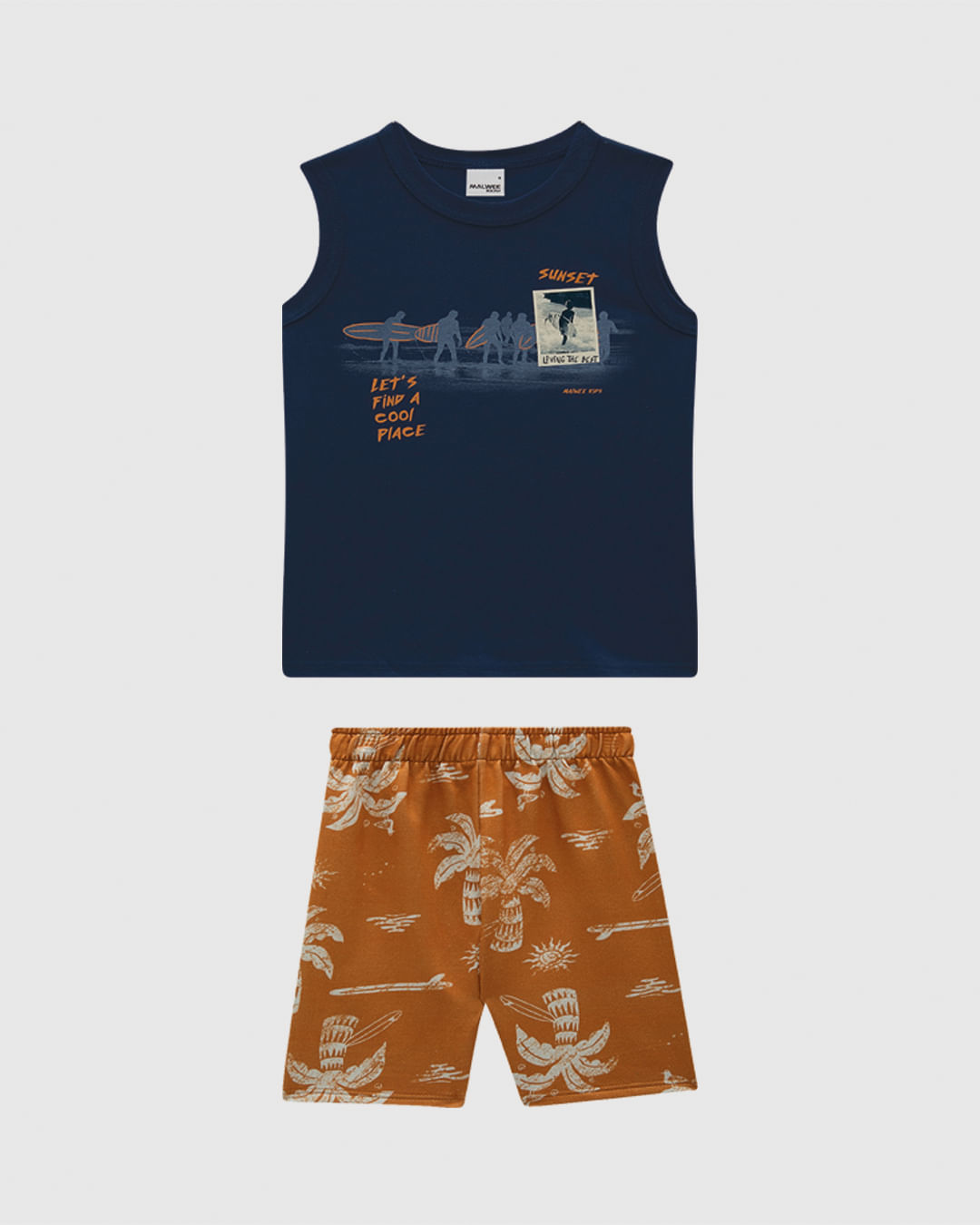 Conjunto Infantil Menino Bermuda Estampada Em Moletinho Malwee Kids - Imagem 2