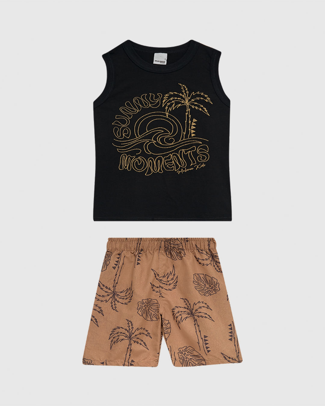 Conjunto Infantil Menino Regata Estampa Com Puff Em Algodão Malwee Kids - Imagem 6