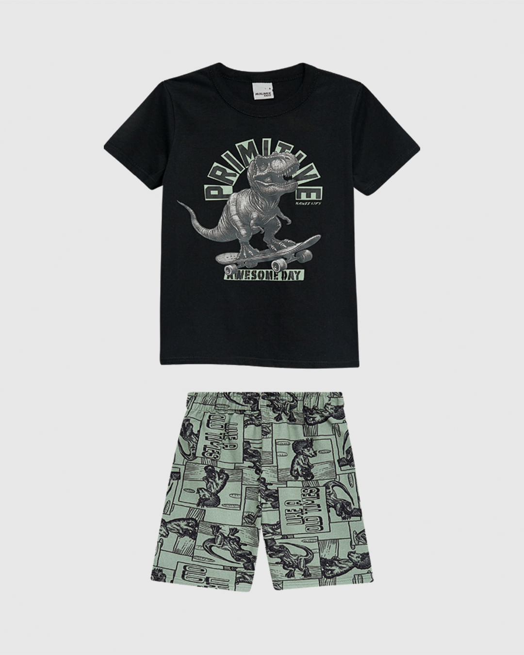 Conjunto Infantil Menino Camiseta E Bermuda Estampa Digital Malwee Kids