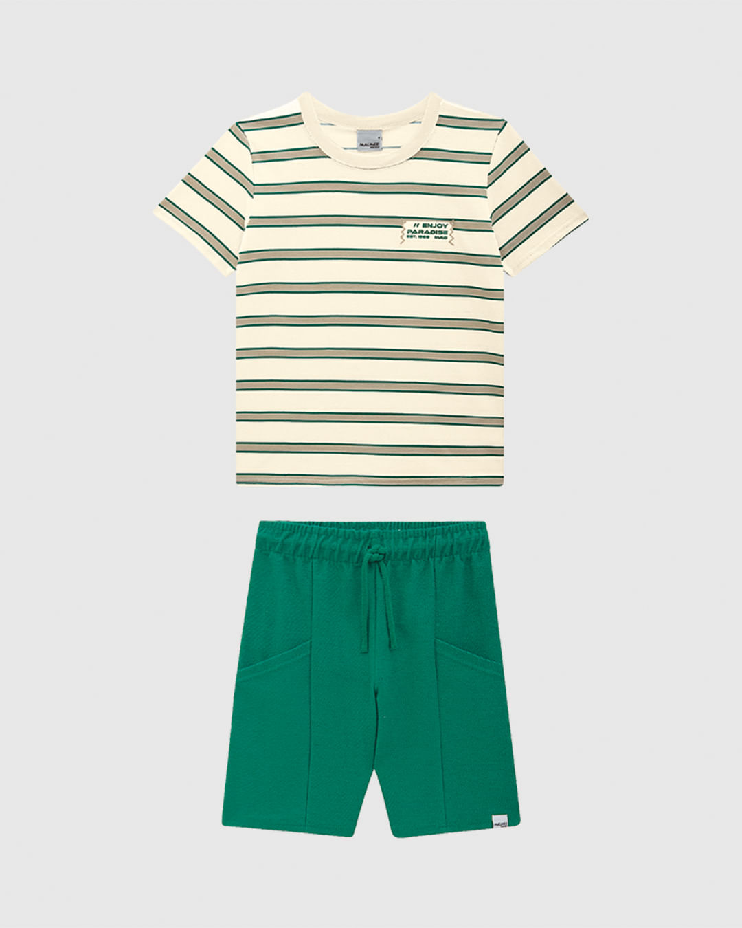 Conjunto Infantil Menino Camiseta Listrada Estampa Lettering Malwee Kids