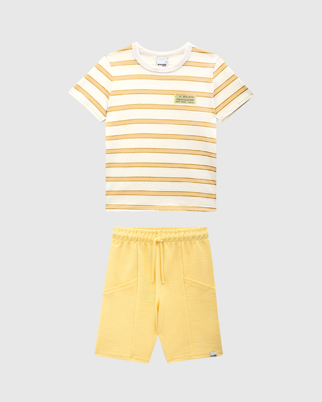 Conjunto Infantil Menino Camiseta Listrada Estampa Lettering Malwee Kids