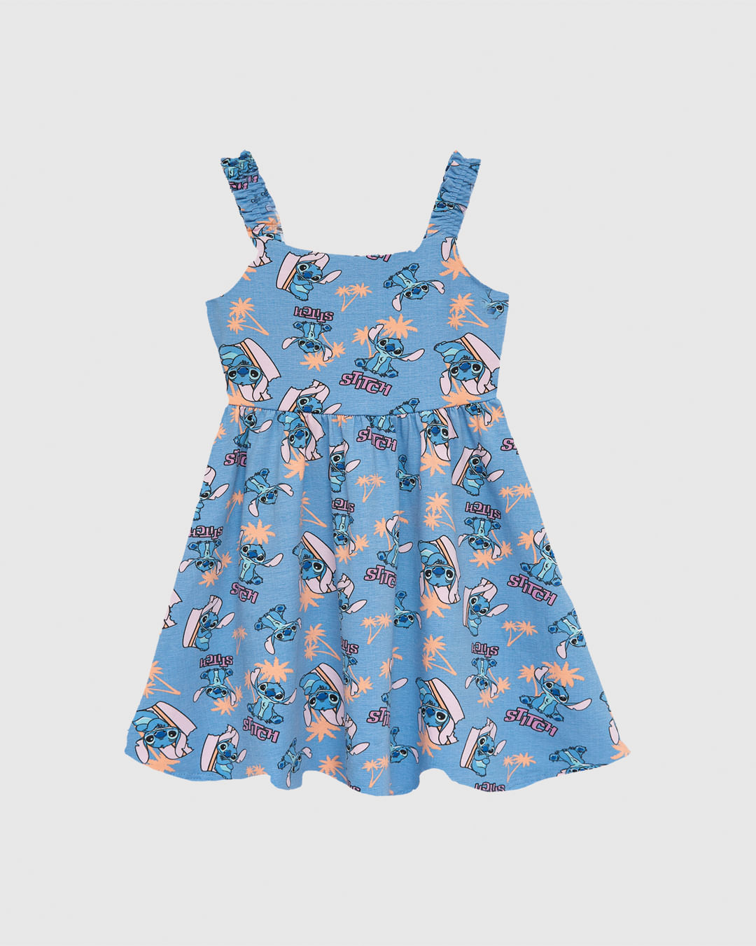 Vestido Infantil Rodado Estampa Stitch Disney Em Algodão Malwee Kids - Imagem 6
