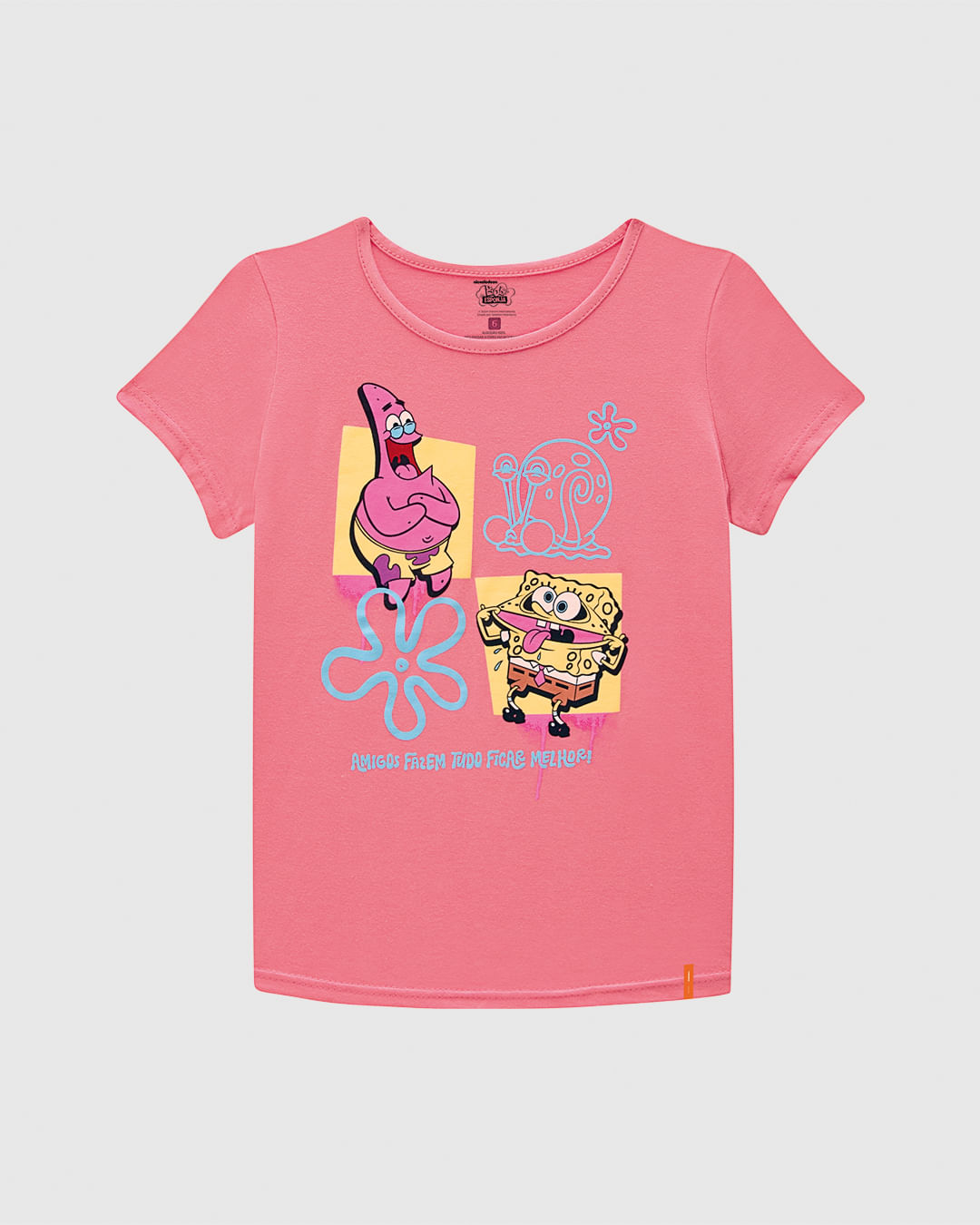 Blusa Infantil Menina Amigos Fazem Tudo Ficar Melhor Bob Esponja Malwee Kids - Imagem 2
