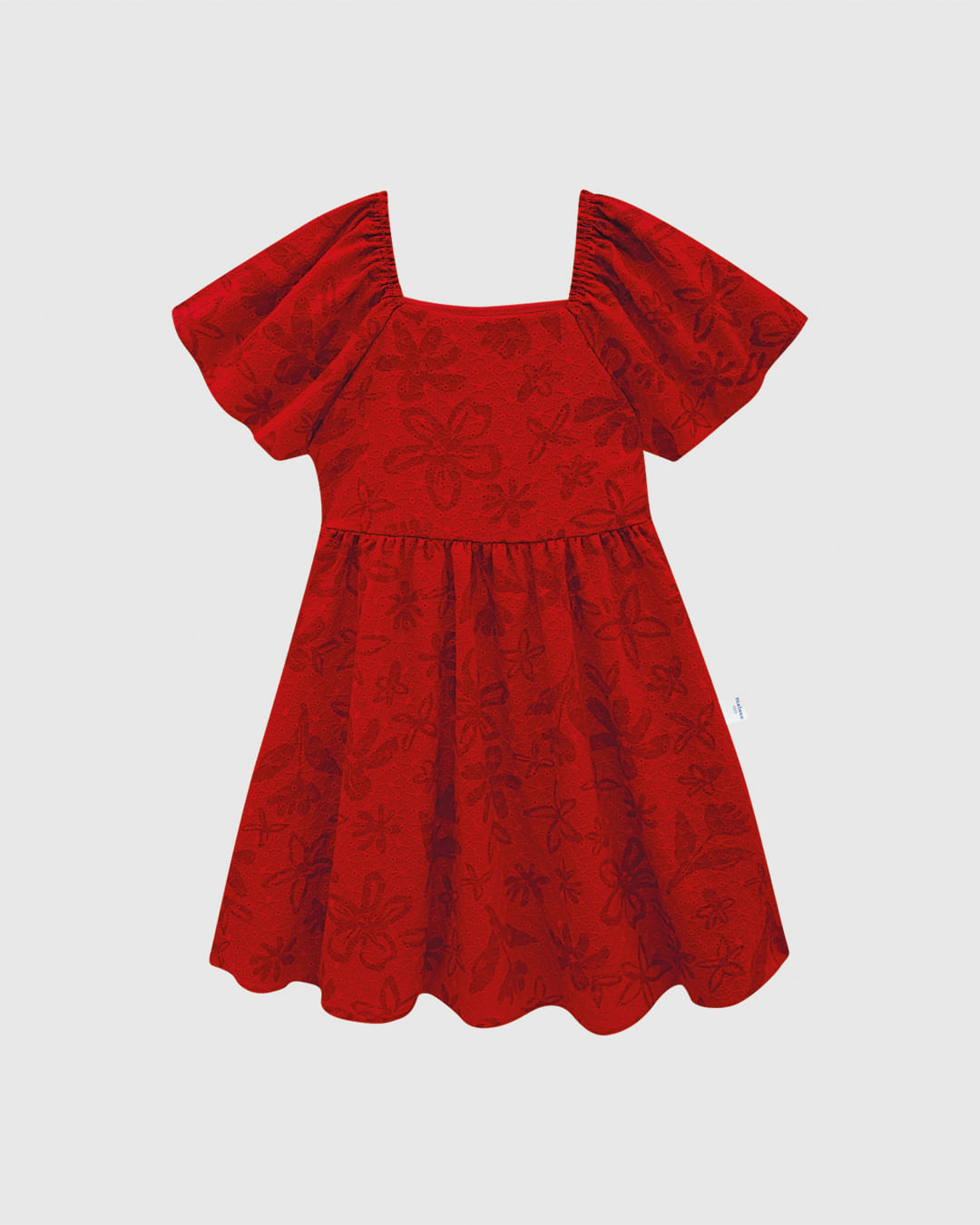 Vestido Infantil Manga Godê Estampa Floral Em Laise Algodão Malwee Kids