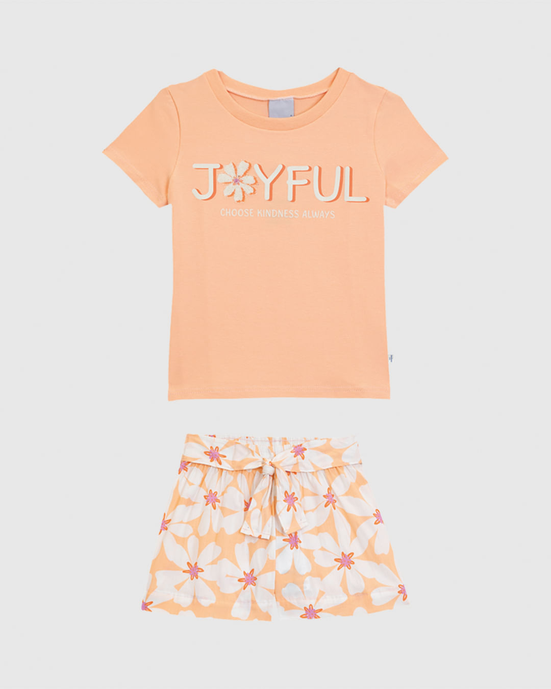 Conjunto Infantil Menina Shorts Estampa Floral Em Viscose Malwee Kids