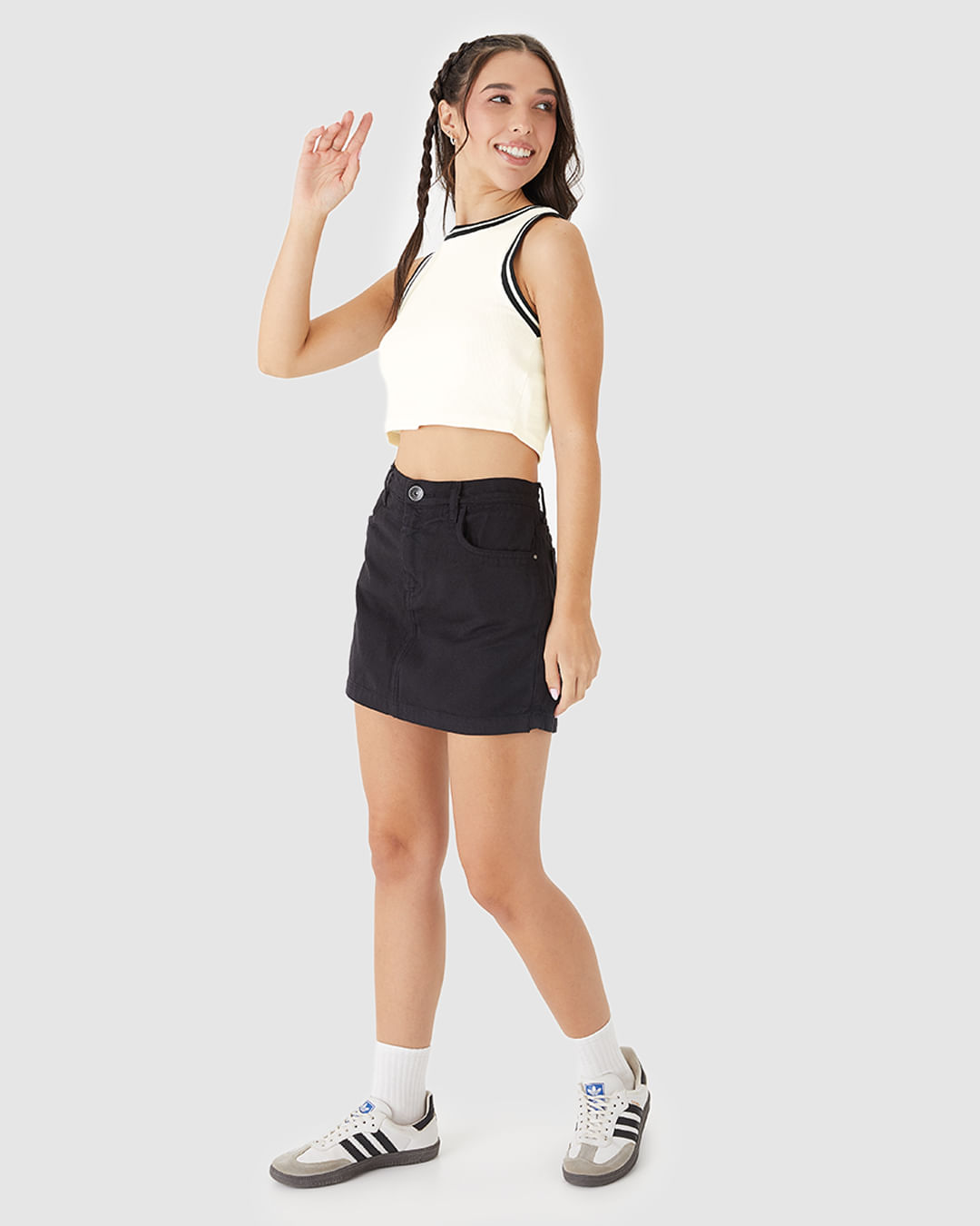 Regata Cropped Menina Detalhe Costura Retilínea Em Ribana Malwee Kids - Imagem 8