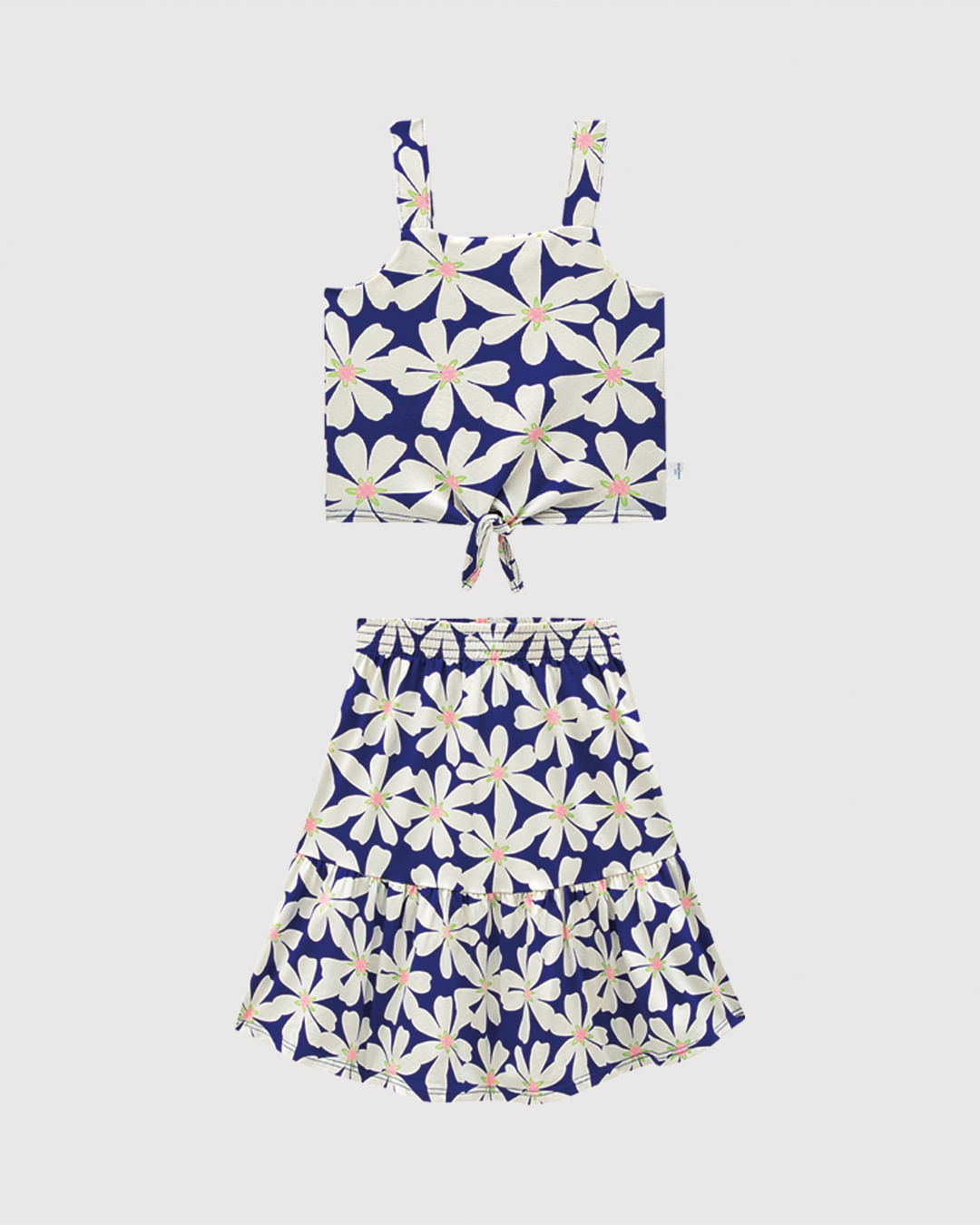 Conjunto Infantil Menina Floral Blusa Laço Decorativo E Saia Midi Malwee Kids - Imagem 14