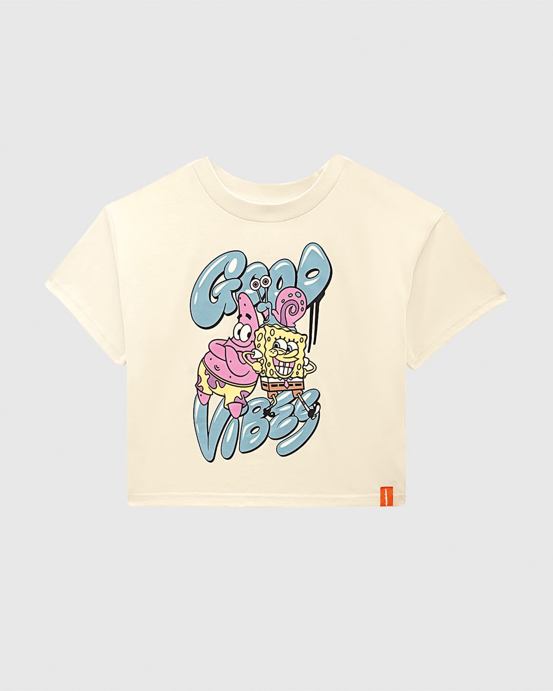 Blusa Infantil Menina Cropped Good Vibes Bob Esponja Em Algodão Malwee Kids - Imagem 4