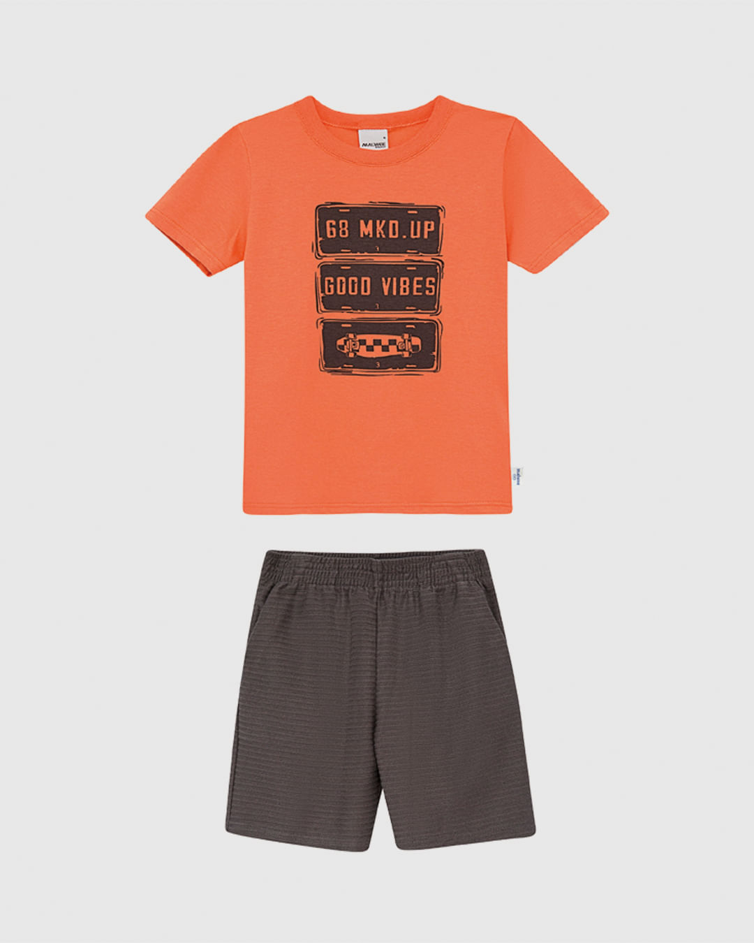 Conjunto Infantil Menino Camiseta Estampa Good Vibes Em Algodão Malwee Kids - Imagem 10