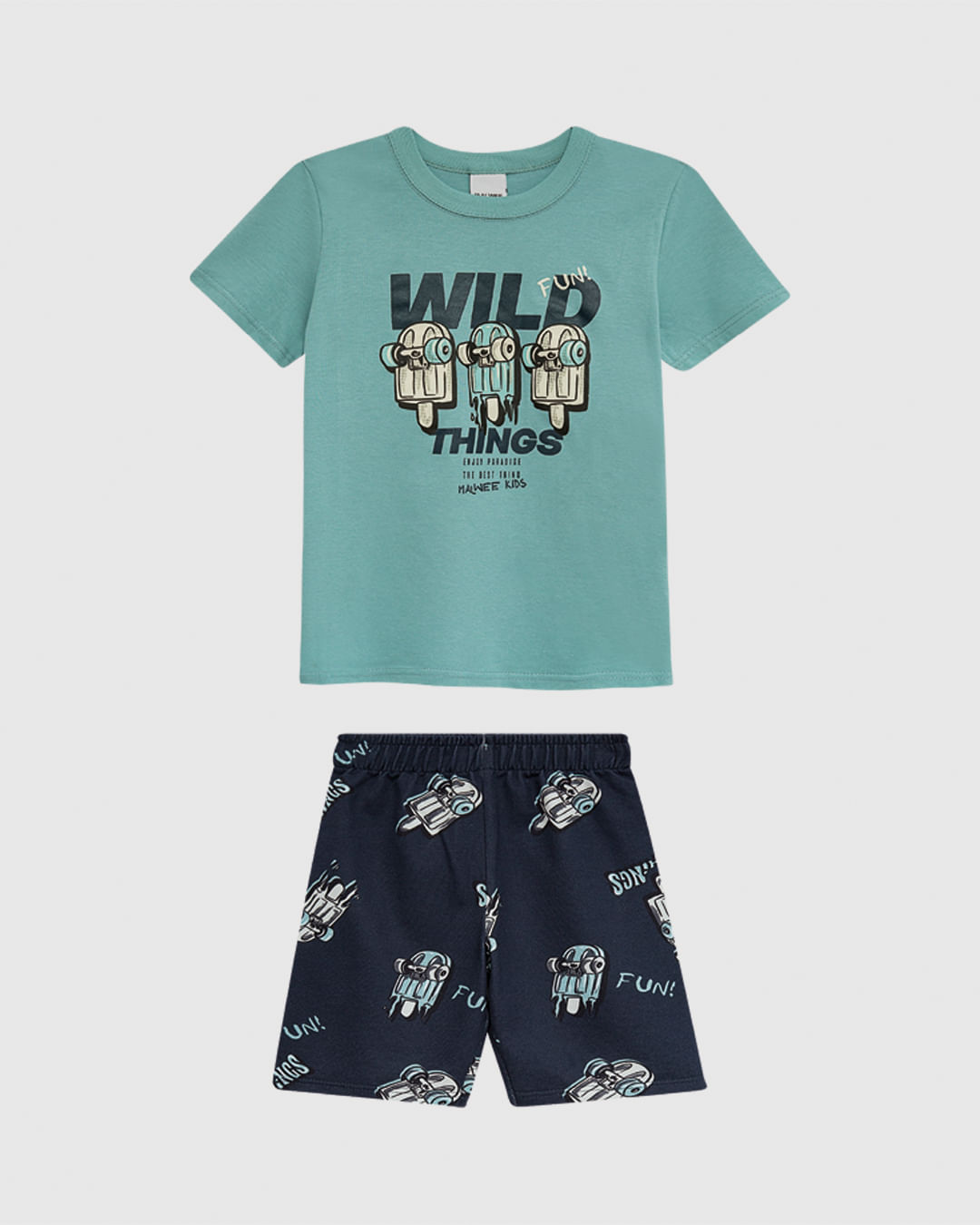 Conjunto Infantil Menino Camiseta E Bermuda Estampa Digital Malwee Kids - Imagem 4