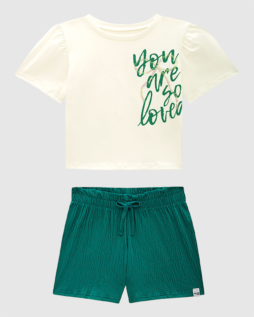 Conjunto Infantil Menina Blusa You Are So Loved Em Algodão Malwee Kids - Imagem 12
