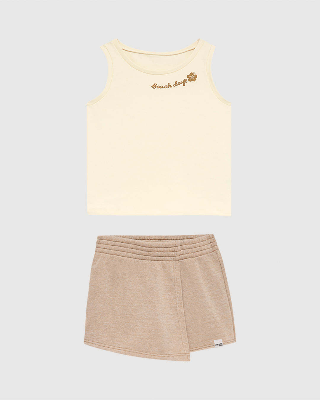 Conjunto Infantil Menina Regata E Shorts Saia Em Moletinho Rajado Malwee Kids - Imagem 6