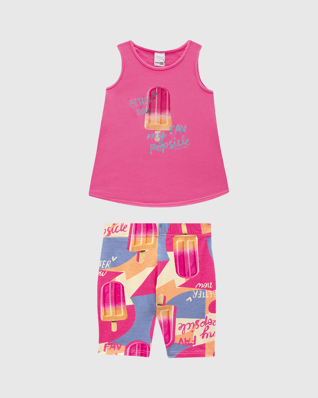 Conjunto Infantil Menina Bermuda Ciclista Estampada Em Algodão Malwee Kids - Imagem 6