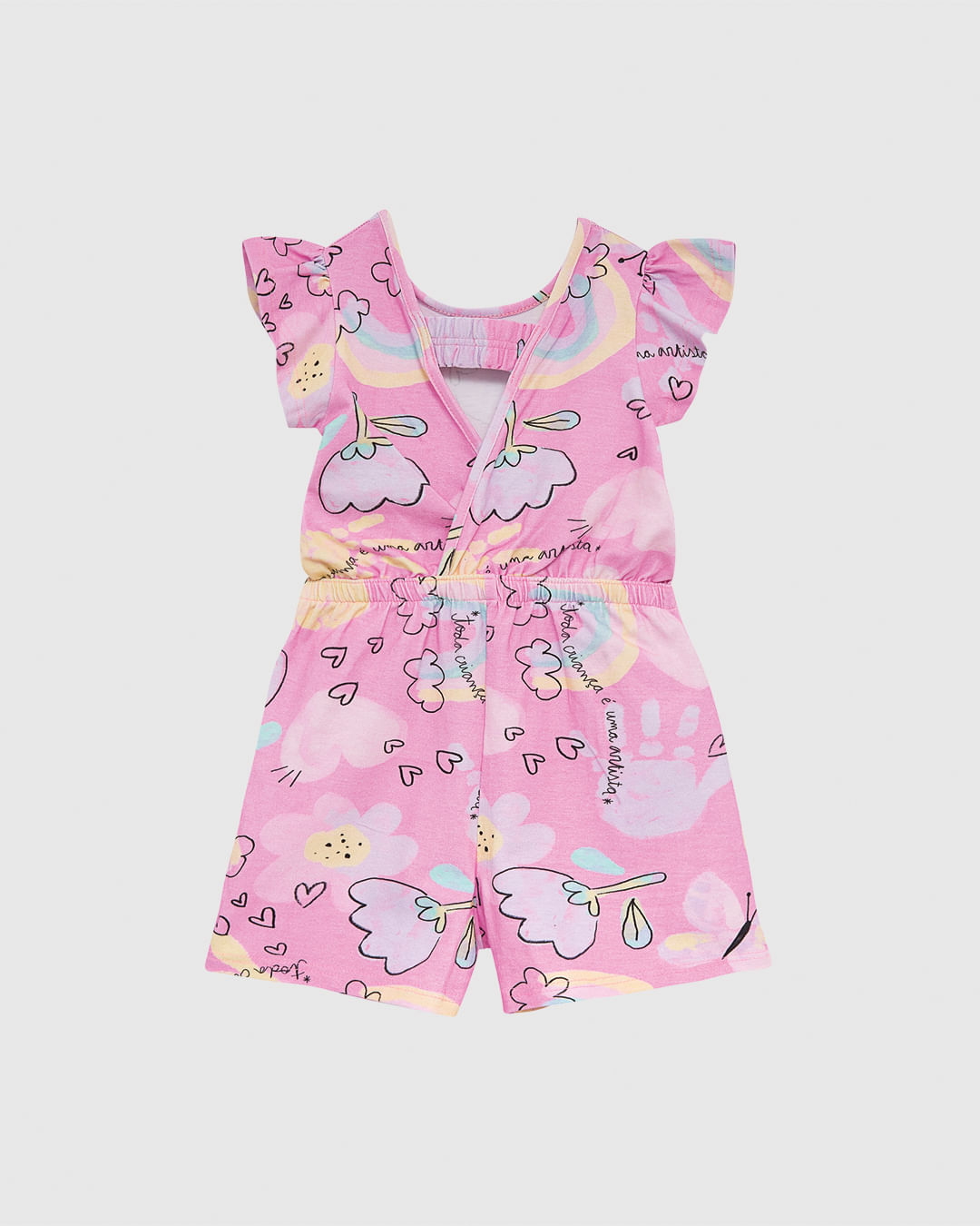 Macaquinho Infantil Menina Manga Franzida Em Algodão Malwee Kids - Imagem 8