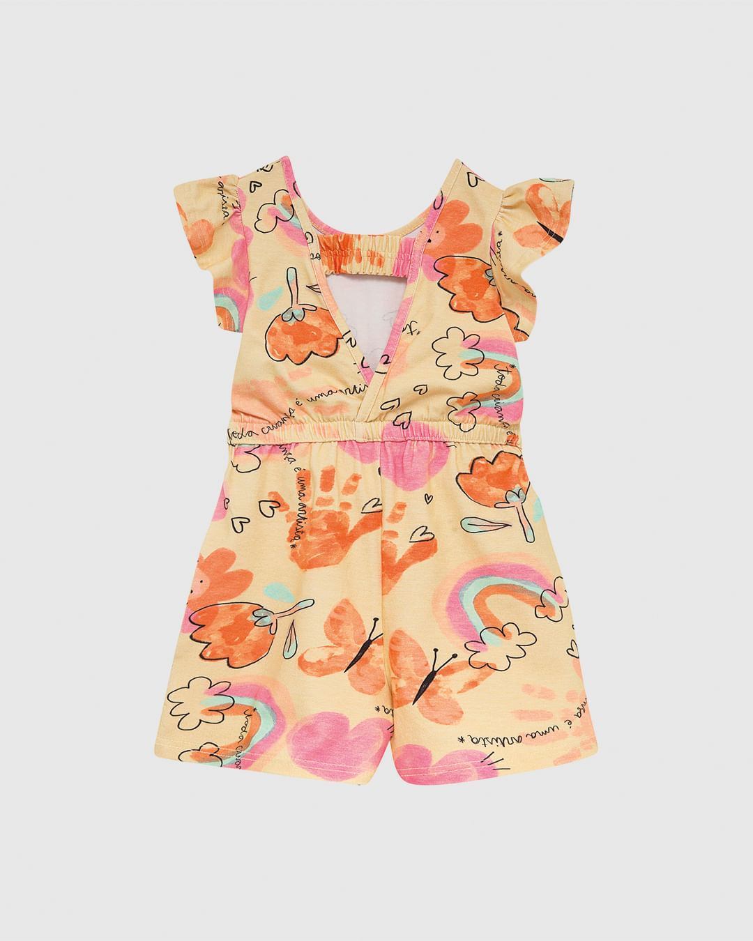 Macaquinho Infantil Menina Manga Franzida Em Algodão Malwee Kids - Imagem 2