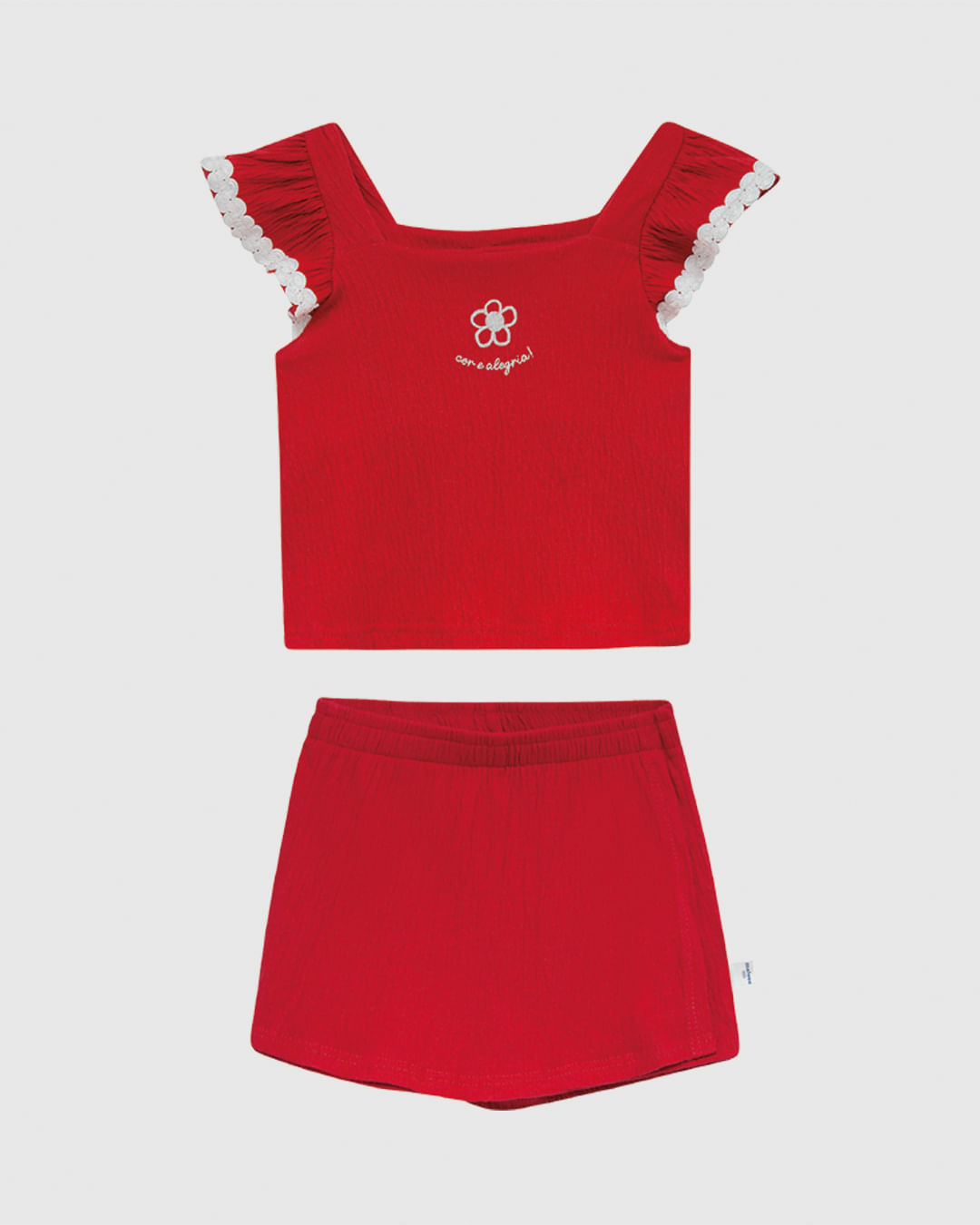 Conjunto Infantil Menina Blusa E Shorts Saia Em Malha Texturizada Malwee Kids - Imagem 12