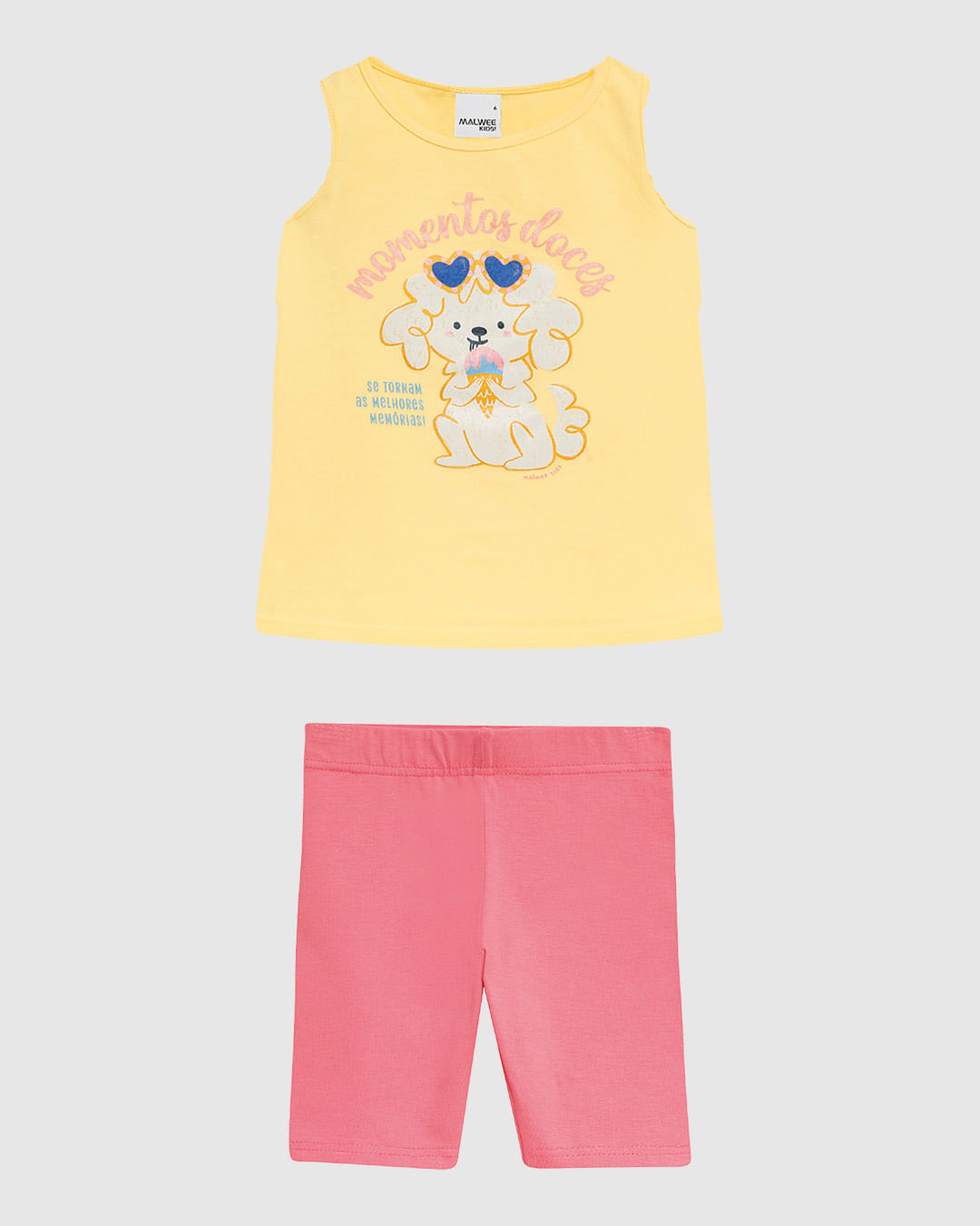 Conjunto Infantil Menina Regata Estampa Glitter E Bermuda Algodão Malwee Kids - Imagem 4