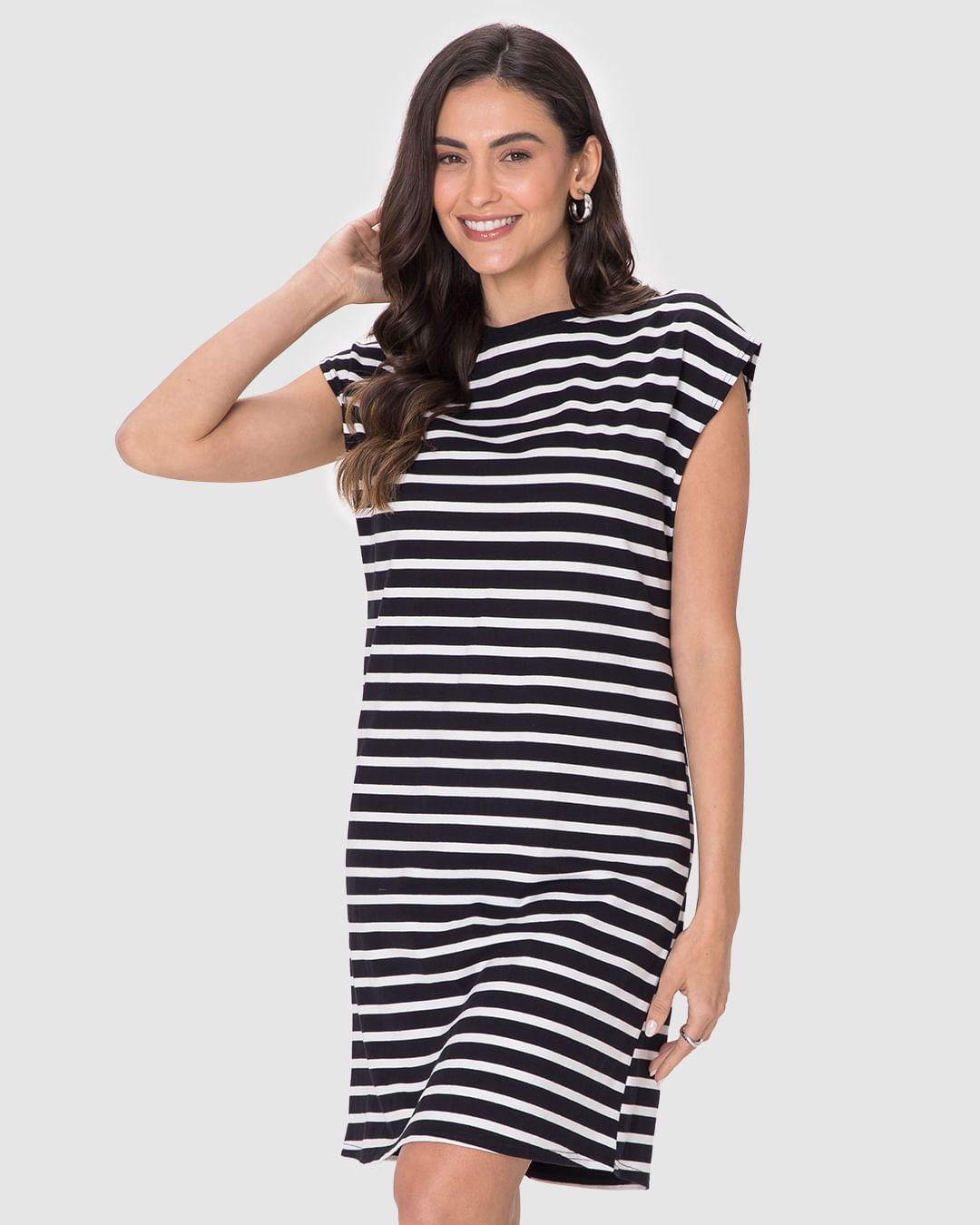 Vestido Feminino Muscle Tee Em Malha Listrada - Imagem 16