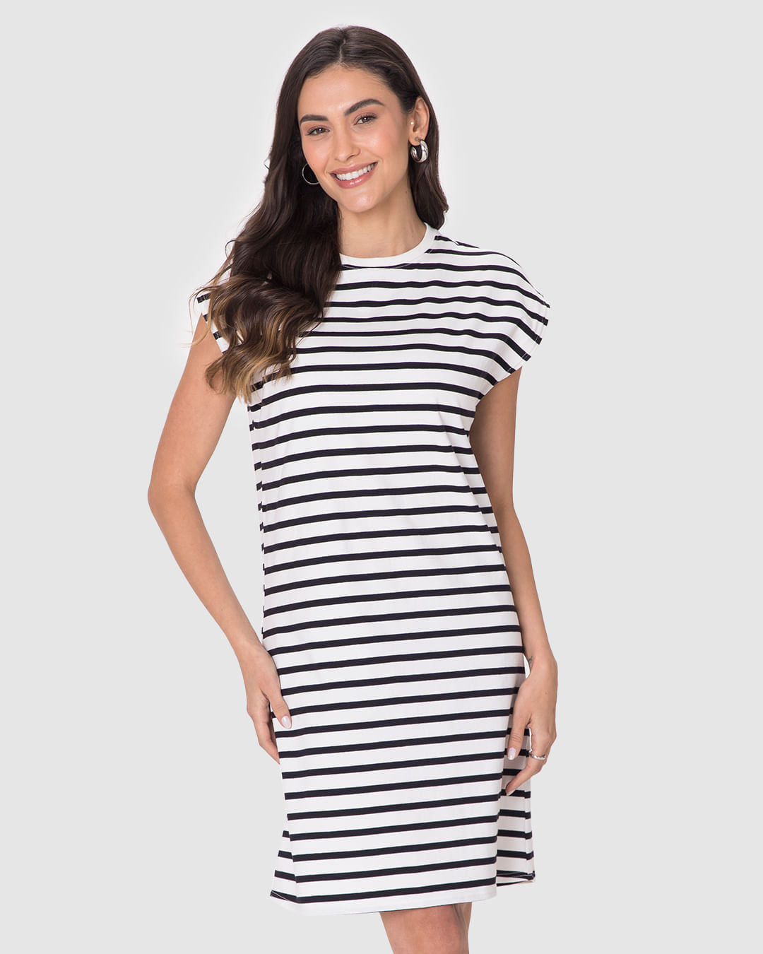 Vestido Feminino Muscle Tee Em Malha Listrada - Imagem 6