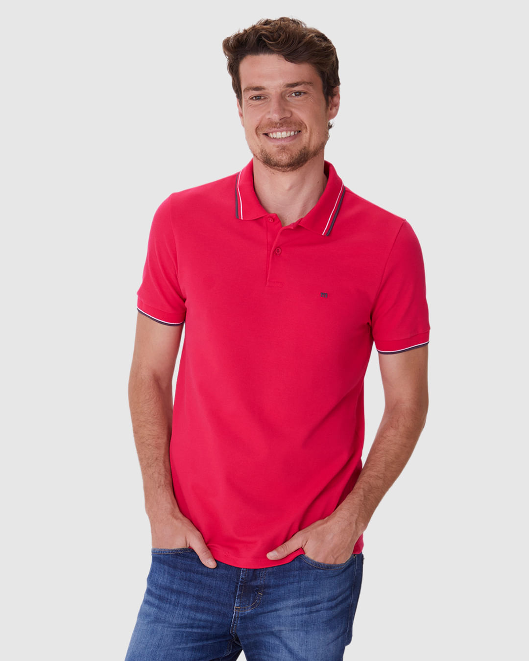 Camisa Polo Básica Masculina Slim Bordado Frontal Em Piquet Premium - Imagem 6