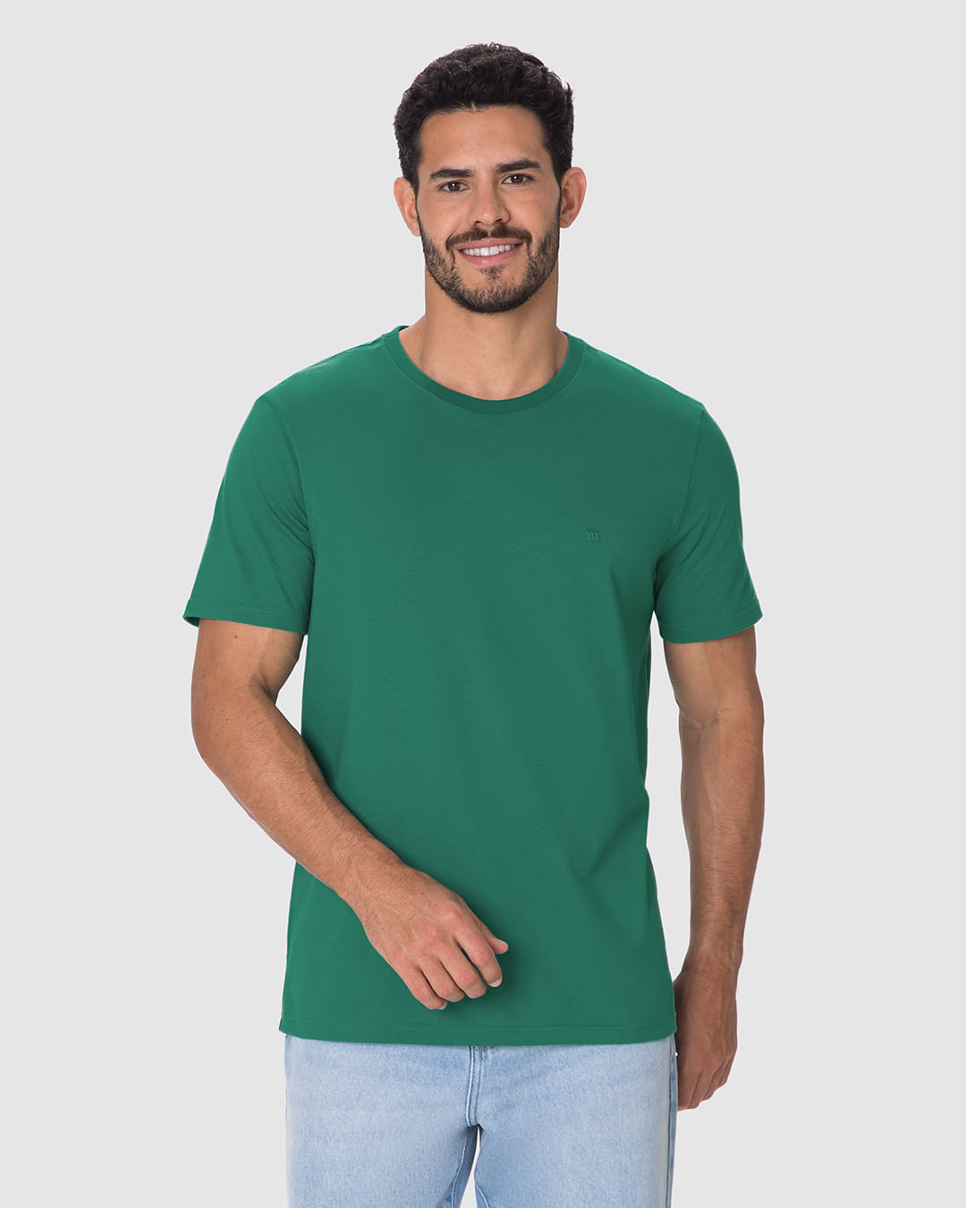Camiseta Ícone Masculina Bordado Frontal Em Algodão