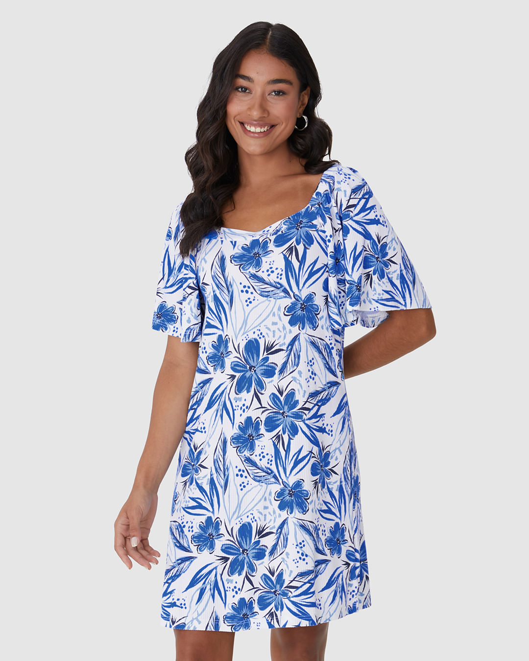 Vestido Feminino Decote Quadrado Manga Franzida Em Malha Viscose Canelada - Imagem 16