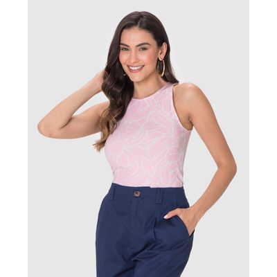 Regata Justa Feminina Estampada Em Algodão