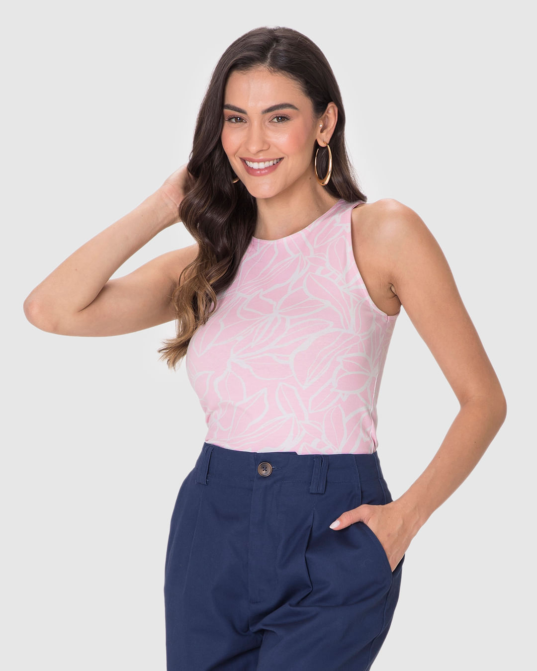 Regata Justa Feminina Estampada Em Algodão - Imagem 11