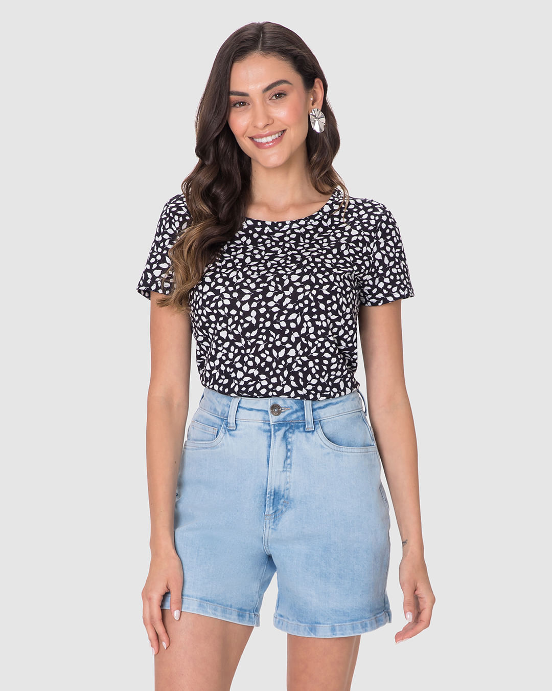 Blusa Feminina Decote Redondo Estampada Em Algodão - Imagem 6