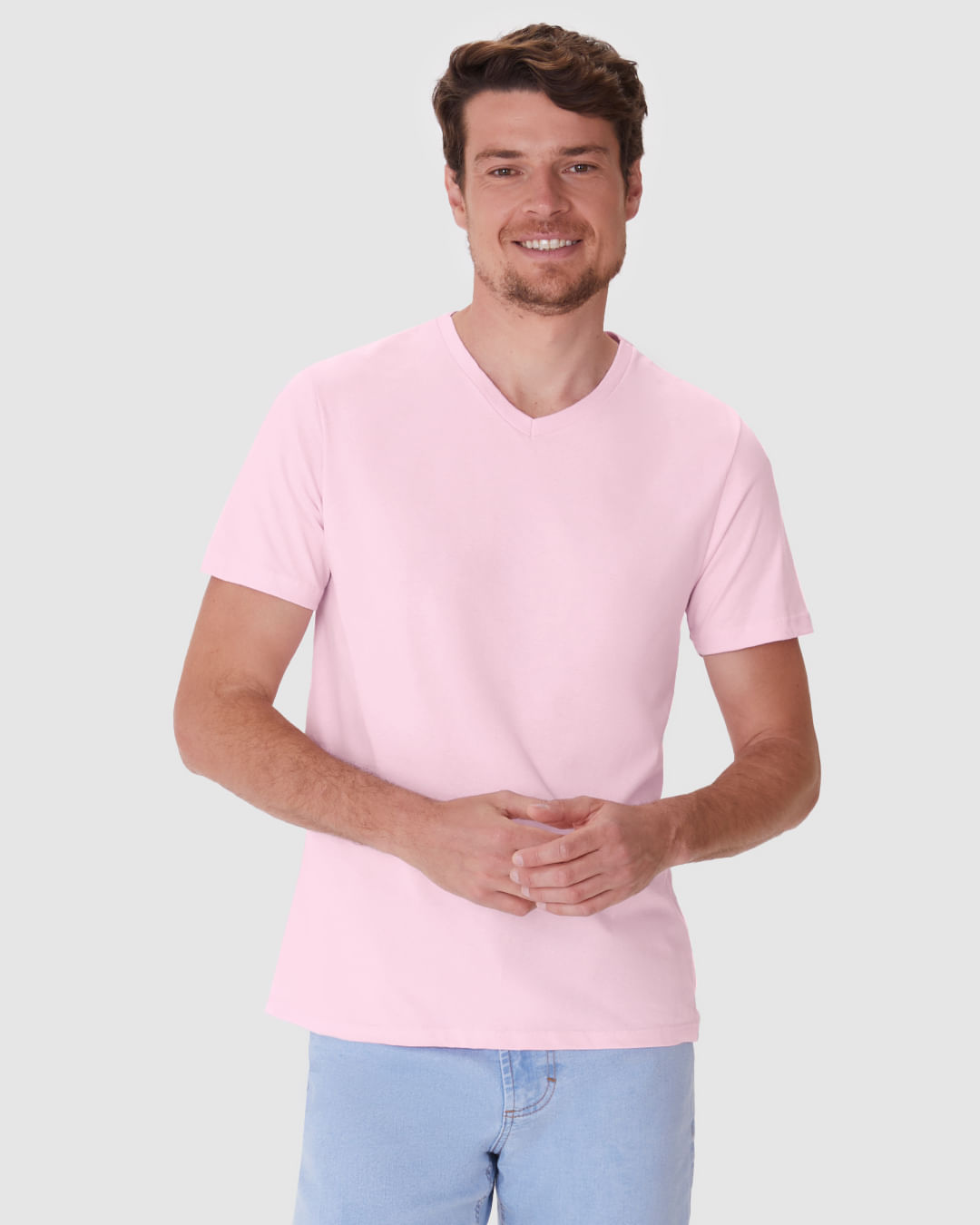 Camiseta Básica Masculina Gola V Em Algodão - Imagem 21