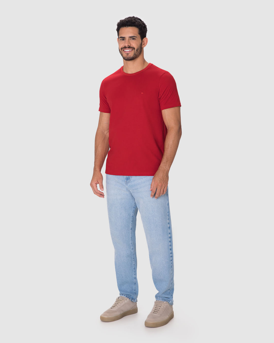 Camiseta Ícone Masculina Slim Bordado Frontal Em Algodão - Imagem 22