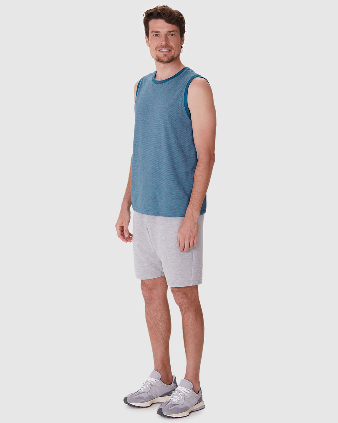 Regata Básica Masculina Alça Larga Bordado Frontal Em Malha Fio A Fio - Imagem 2