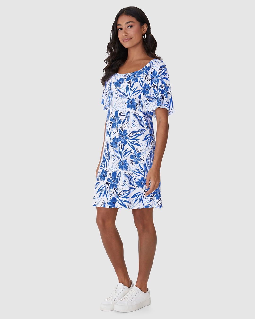 Vestido Feminino Decote Quadrado Manga Franzida Em Malha Viscose Canelada - Imagem 7