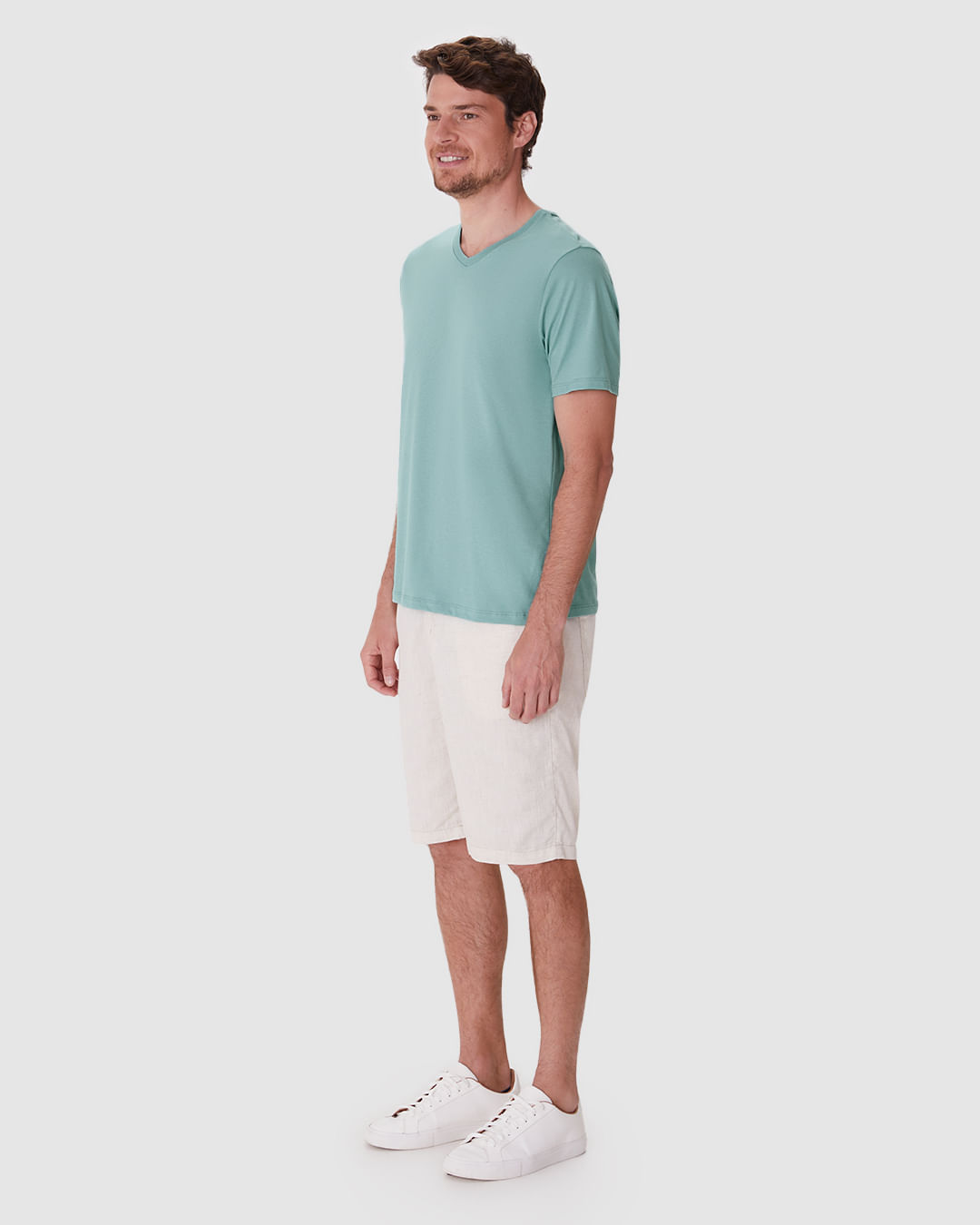 Camiseta Básica Masculina Gola V Em Algodão - Imagem 22