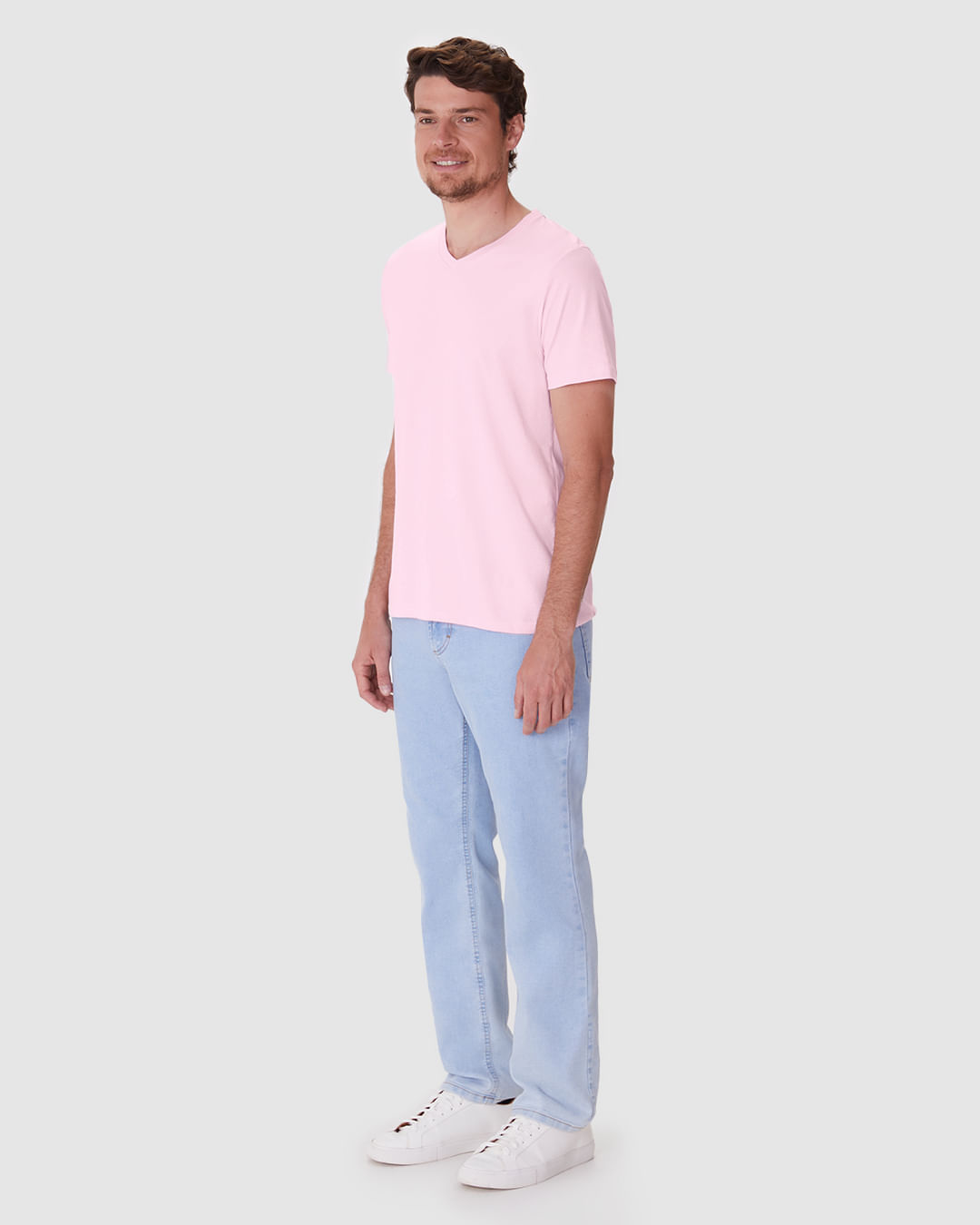 Camiseta Básica Masculina Gola V Em Algodão - Imagem 27