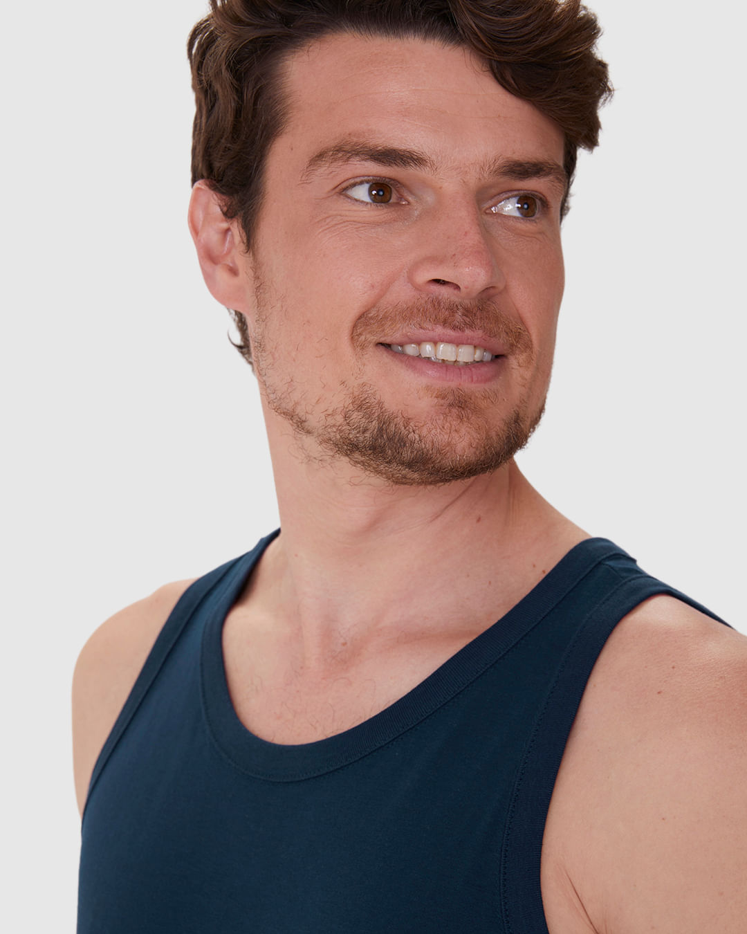 Regata Básica Masculina Alça Estreita Etiqueta Estampada Em Algodão - Imagem 8