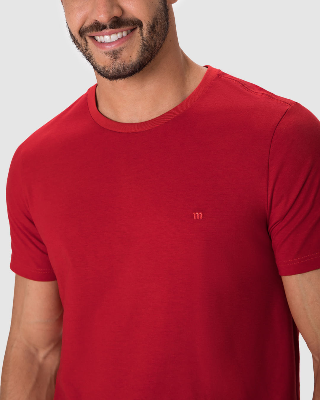 Camiseta Ícone Masculina Slim Bordado Frontal Em Algodão - Imagem 3